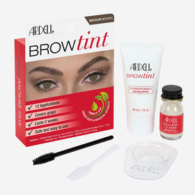 Ardell closeup of tinted brows showing fuller, natural-looking results benefit