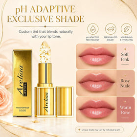 Areliaa application on lips demonstrating skin-adaptive tint that flatters mature lip tones