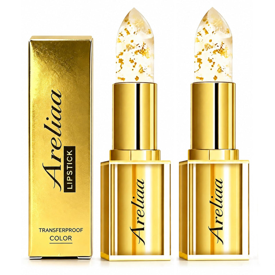 Areliaa front packaging showing the two-piece lipstick set and clear branding for easy selection