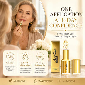 Areliaa lipstick packaging label focused on ingredients and skin-adaptive benefit