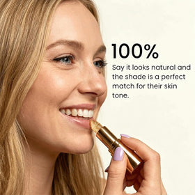 Areliaa Lipstick beside a coin displaying compact size and travel-friendly benefit