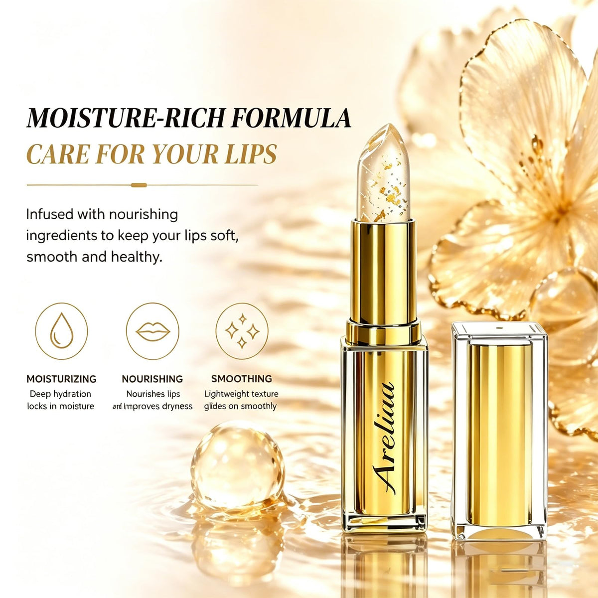 Areliaa jelly texture close-up highlighting hydrating, balm-like finish