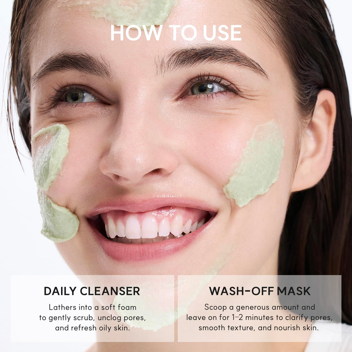 ARENCIA application on face demonstrating gentle massage and pore-clearing action