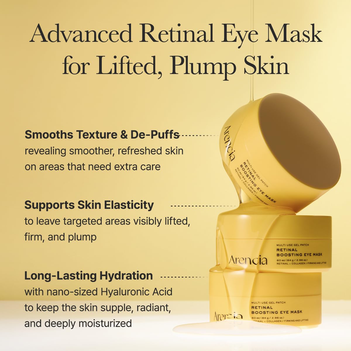ARENCIA under-eye application demonstrating placement and instant cooling