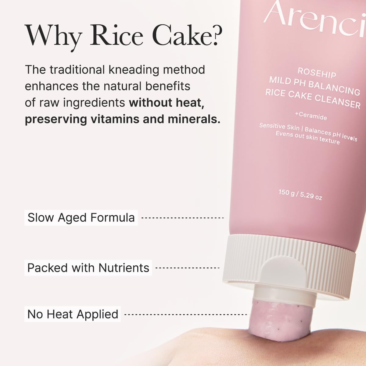 ARENCIA bottle staged in a bathroom setting suggesting daily skincare routine benefit