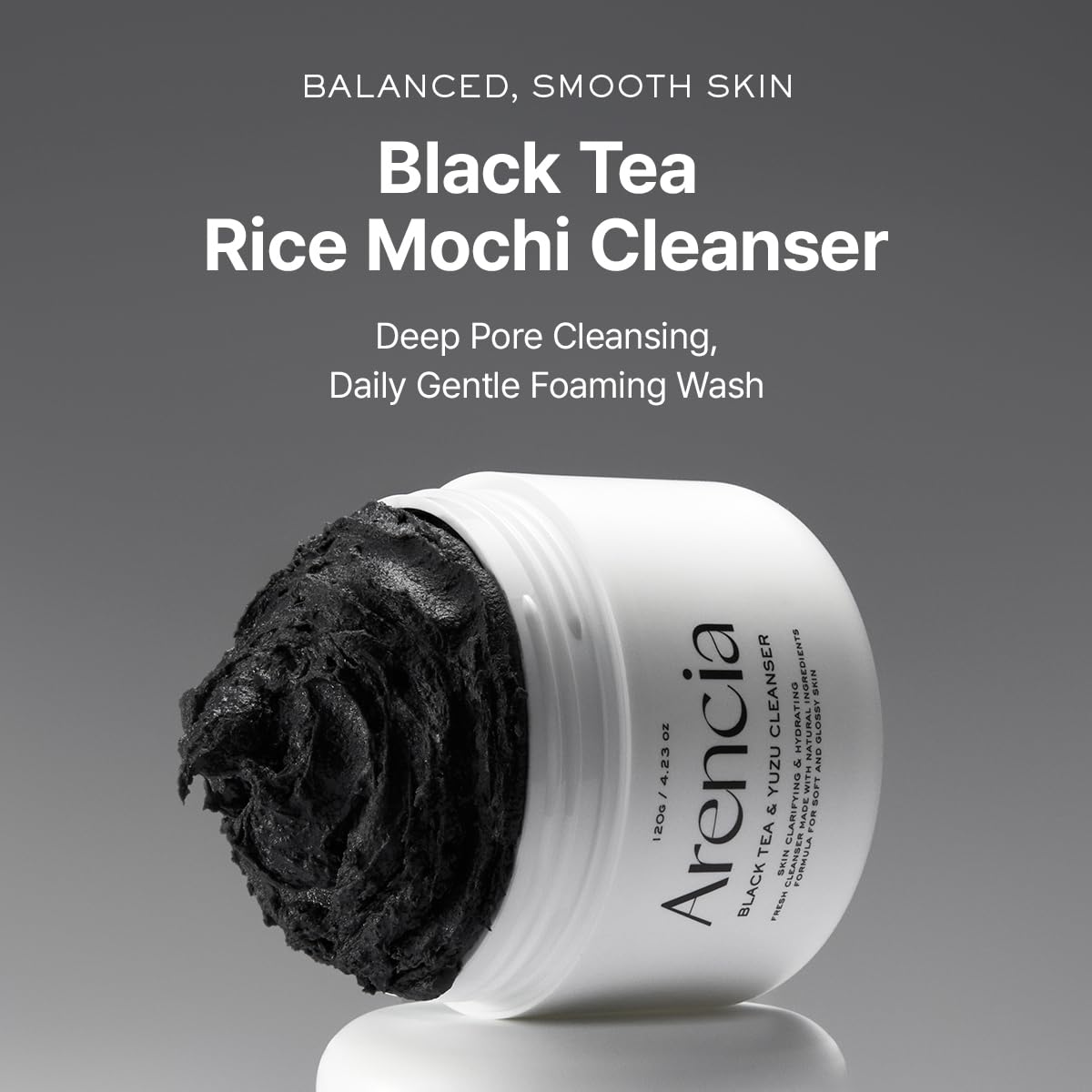 ARENCIA open tube with rice mochi texture highlighting gentle exfoliation