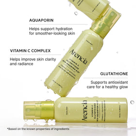 ARENCIA bottle held in hand showing size and travel-friendly benefit