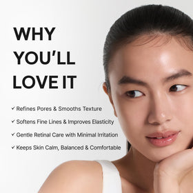 ARENCIA close-up label highlighting retinal, caffeine, ectoin and peptide benefits