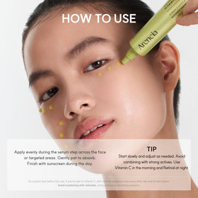 ARENCIA serum layered under sunscreen to show daytime protection workflow