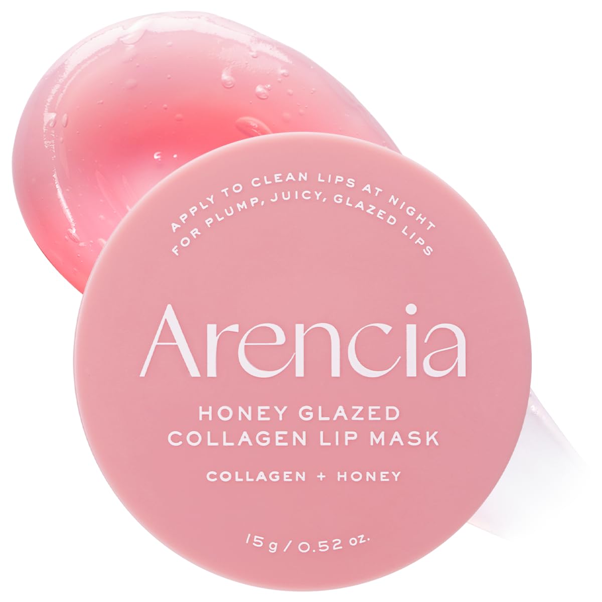 ARENCIA front jar view showing compact overnight lip mask packaging and premium finish