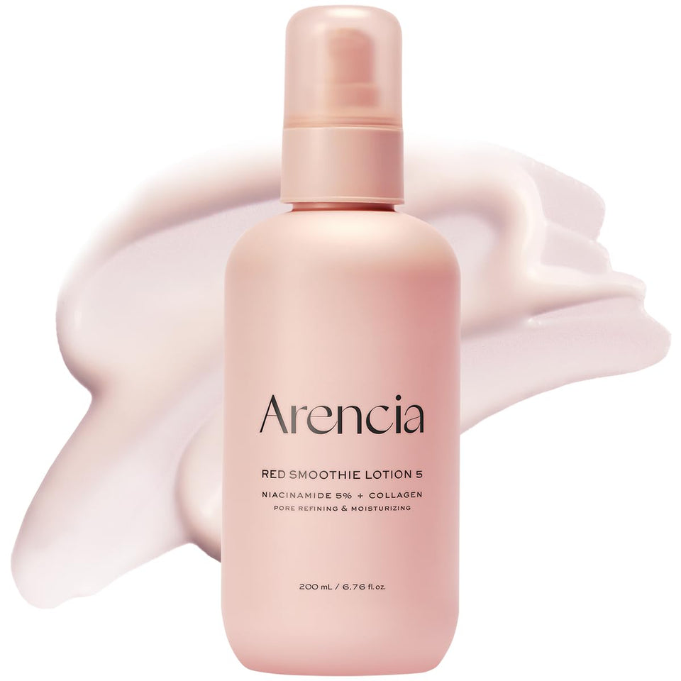 ARENCIA front packaging showing Red Smoothie Lotion and benefits