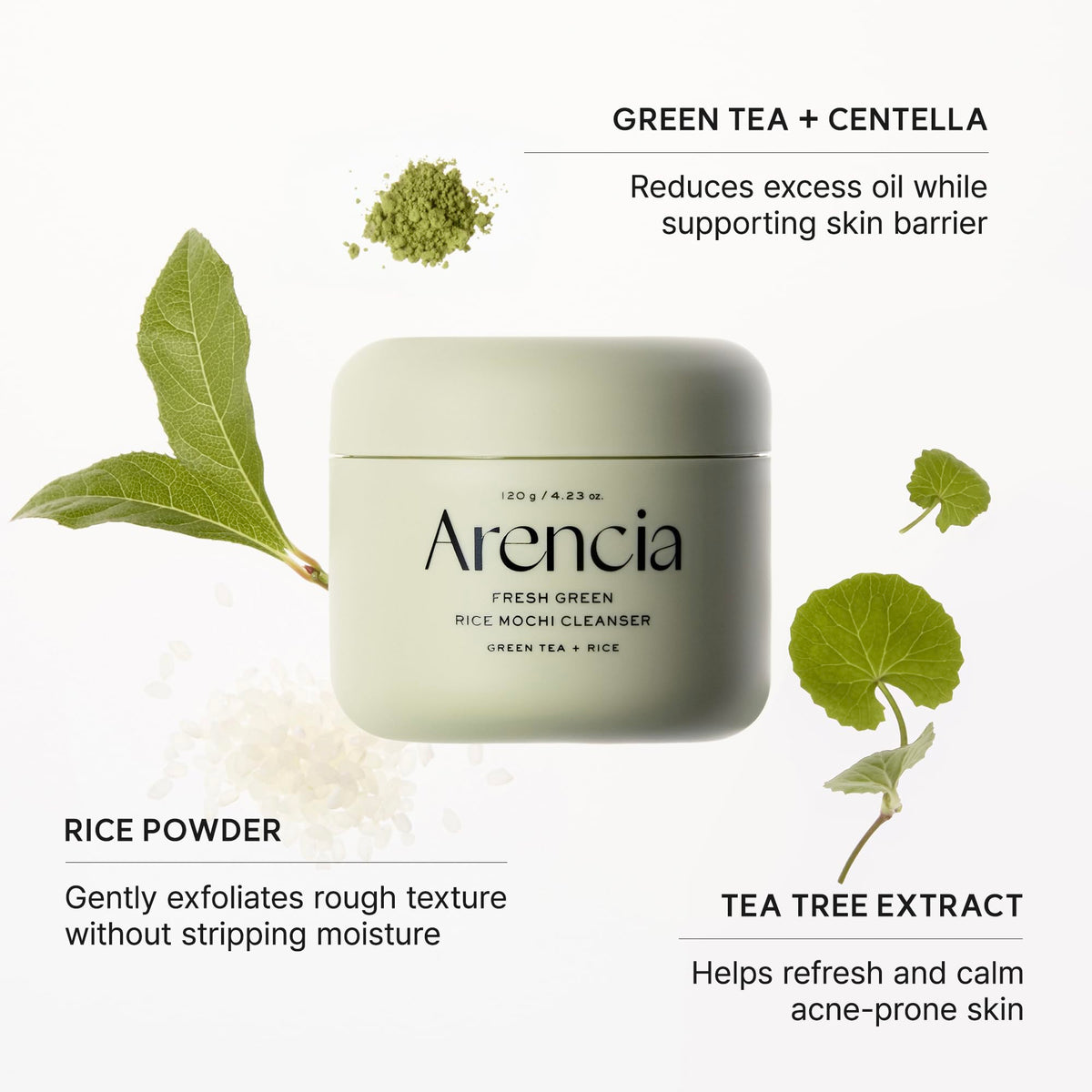 ARENCIA green tea extract detail emphasizing antioxidant-rich botanical benefit