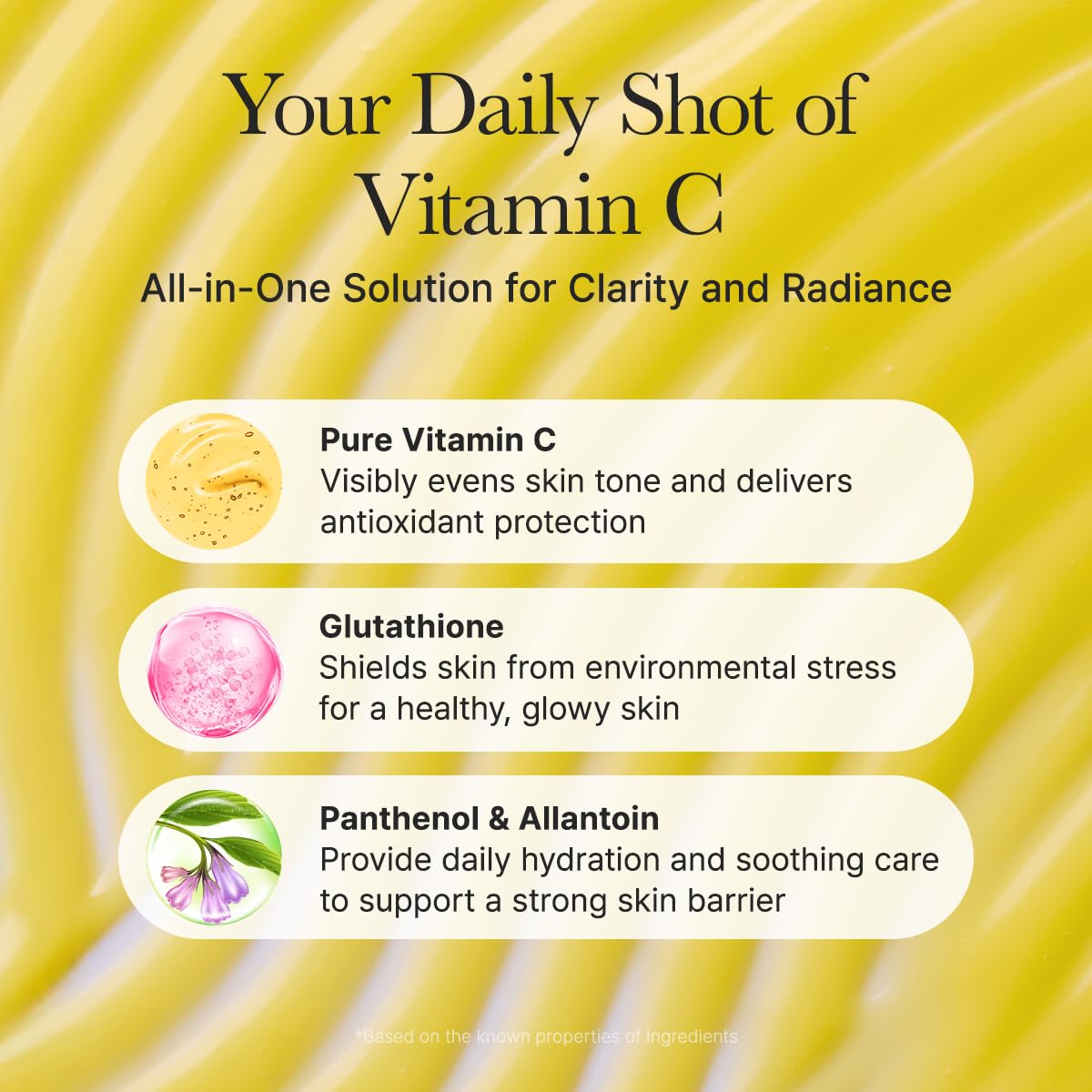 ARENCIA label close-up highlighting key ingredients and benefits
