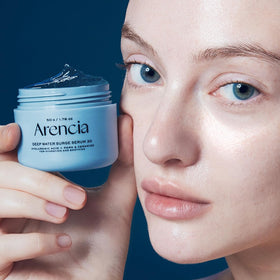 ARENCIA lifestyle night routine setting showing jar on bedside table for overnight use