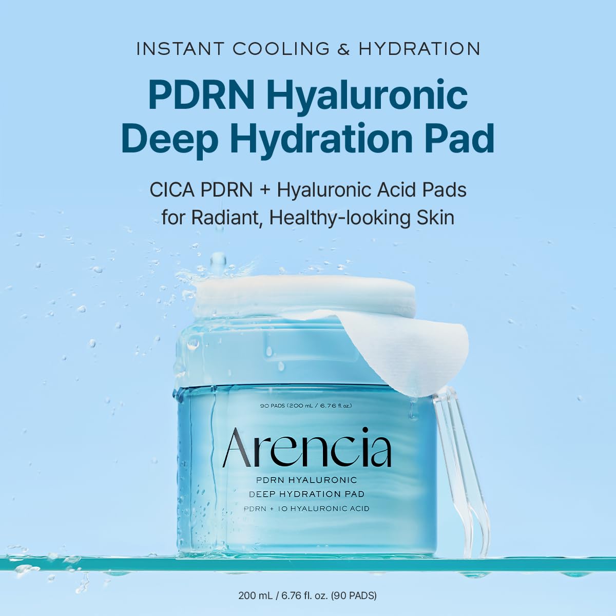ARENCIA open jar top view with stacked pads showcasing ready-to-use hydration