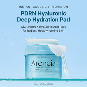 ARENCIA open jar top view with stacked pads showcasing ready-to-use hydration