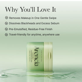 ARENCIA pad saturated with oil to dissolve makeup easily