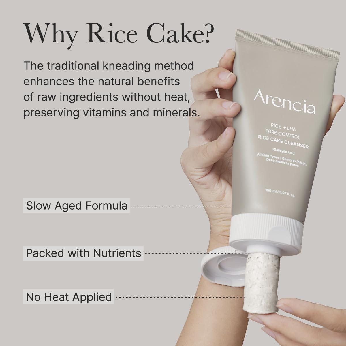 ARENCIA foamy lather on hand showing mild cleansing performance