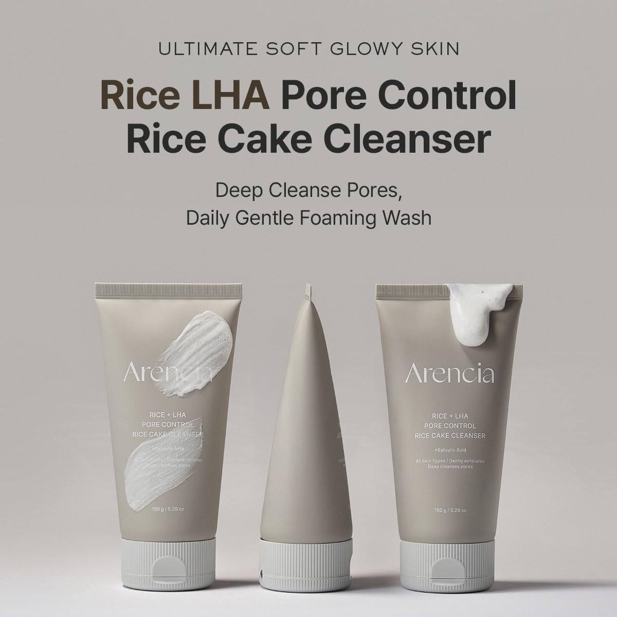 ARENCIA close-up of soft rice cake texture enhancing gentle cleanse