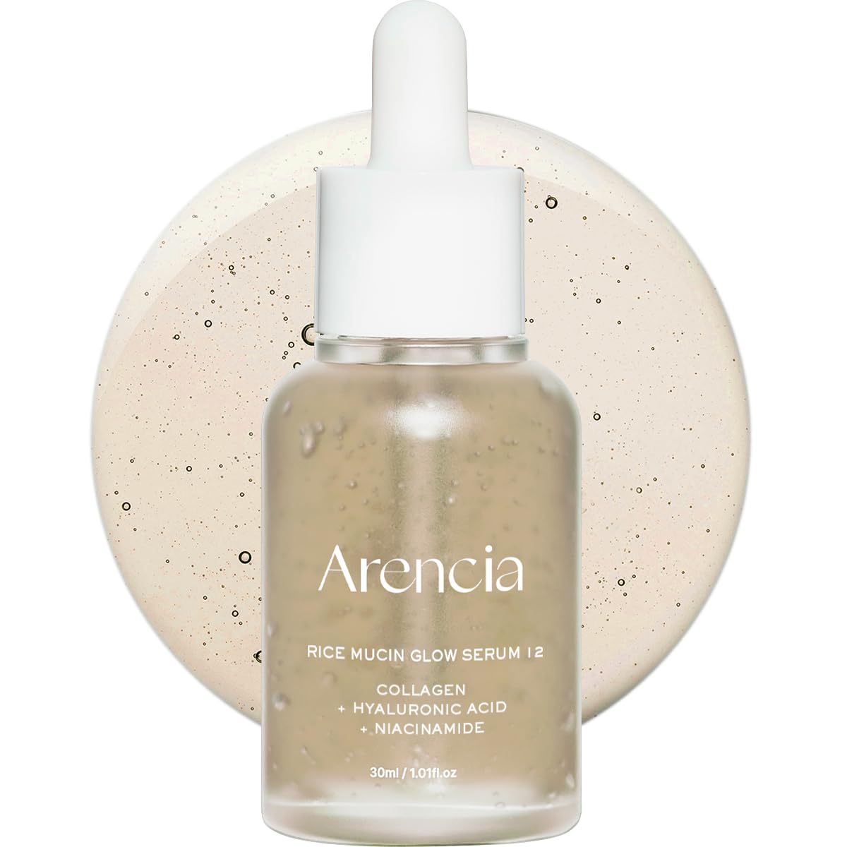 ARENCIA bottle front packaging showing label and glow benefits