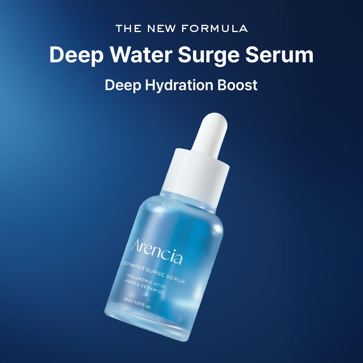 ARENCIA pipette releasing clear serum texture highlighting fast-absorbing hydration
