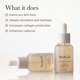 ARENCIA texture close-up showing lightweight, silky serum spread