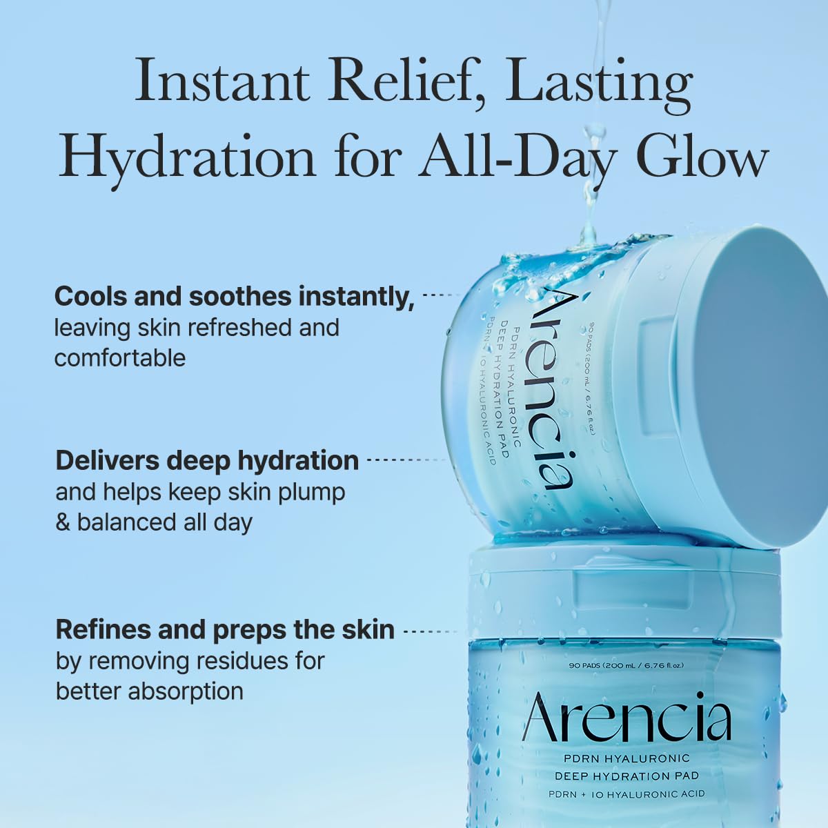 ARENCIA single pad close-up displaying thin soft texture for gentle application