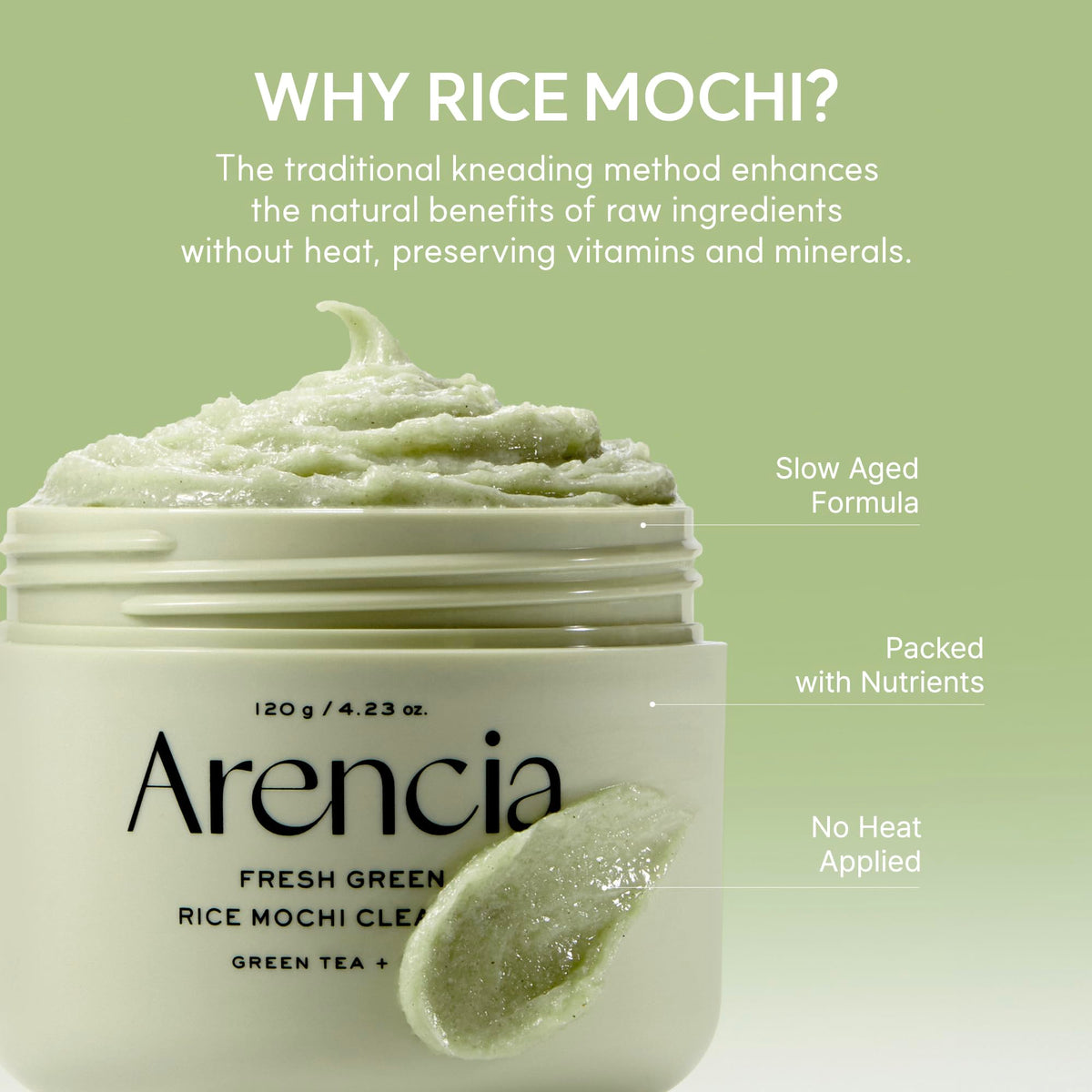 ARENCIA size and scale next to hand to show product volume and convenient usage