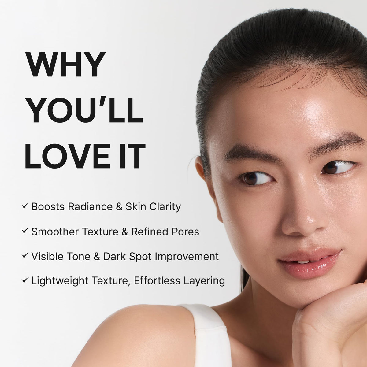ARENCIA texture close-up showing serum clarity and fast-absorbing lightweight feel