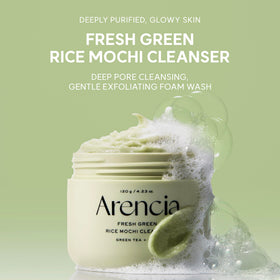 ARENCIA texture close-up highlighting mochi-like exfoliating consistency and gentle polish