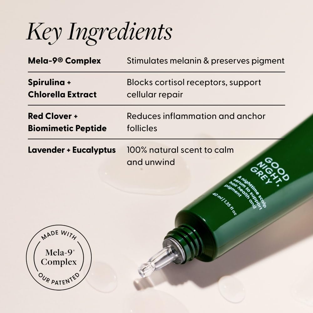 Arey applying serum to scalp at night illustrating targeted overnight treatment