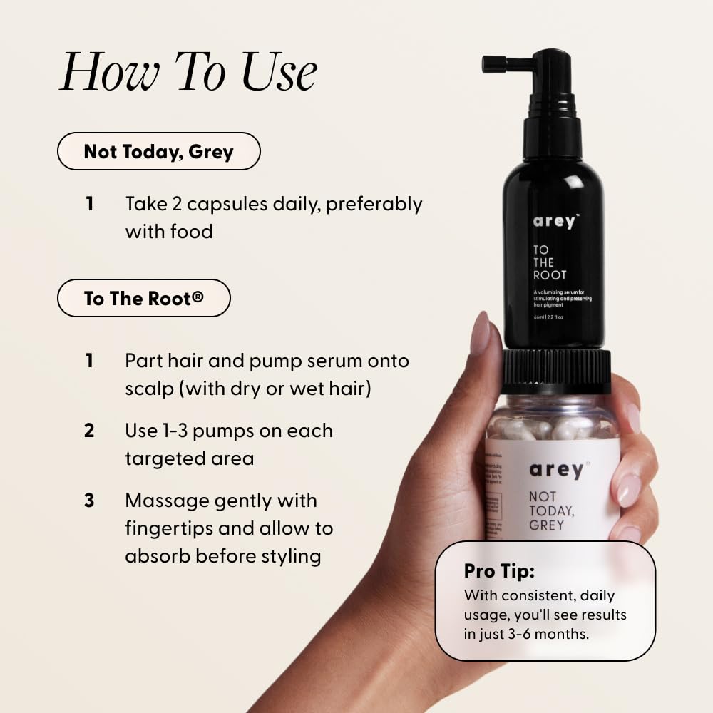 Arey daily routine on bath shelf showing easy morning and evening use