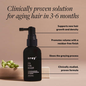 Arey pump close-up highlighting applicator, ensures precise scalp dosing benefit