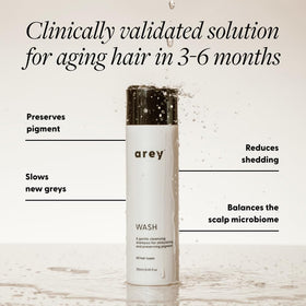 Arey back label with ingredients list highlighting clean formula