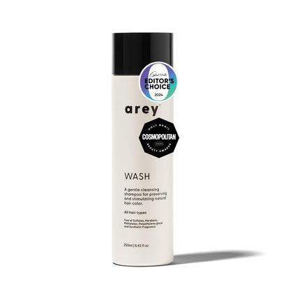 Arey front bottle showing packaging and volume benefit