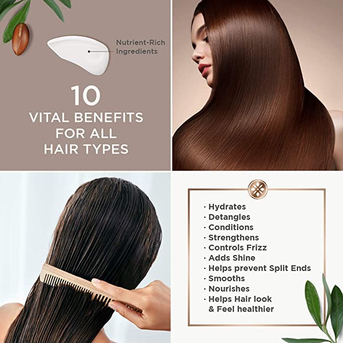 Argan Magic spray application on damp hair for detangling and frizz control