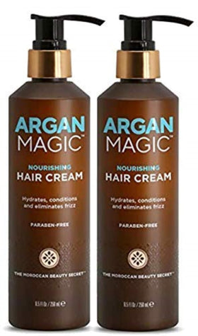 Argan Magic front packaging showing twin 8.5 oz tubs and product branding for value