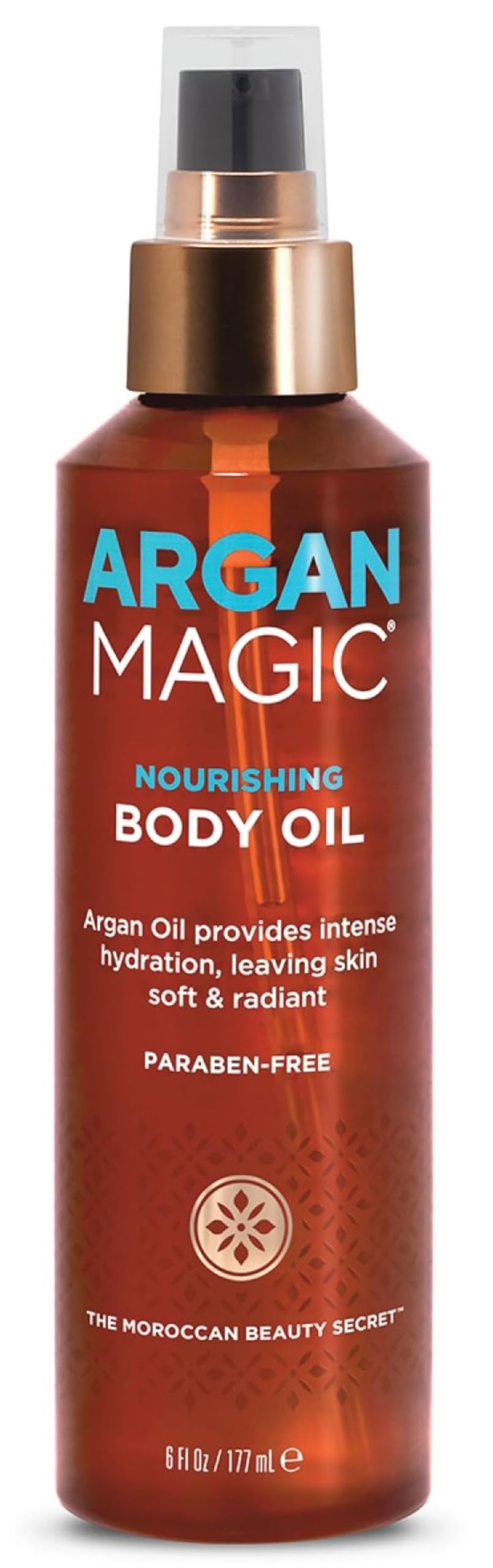 Argan Magic front packaging showing bottle and branding, showcasing hydration benefits