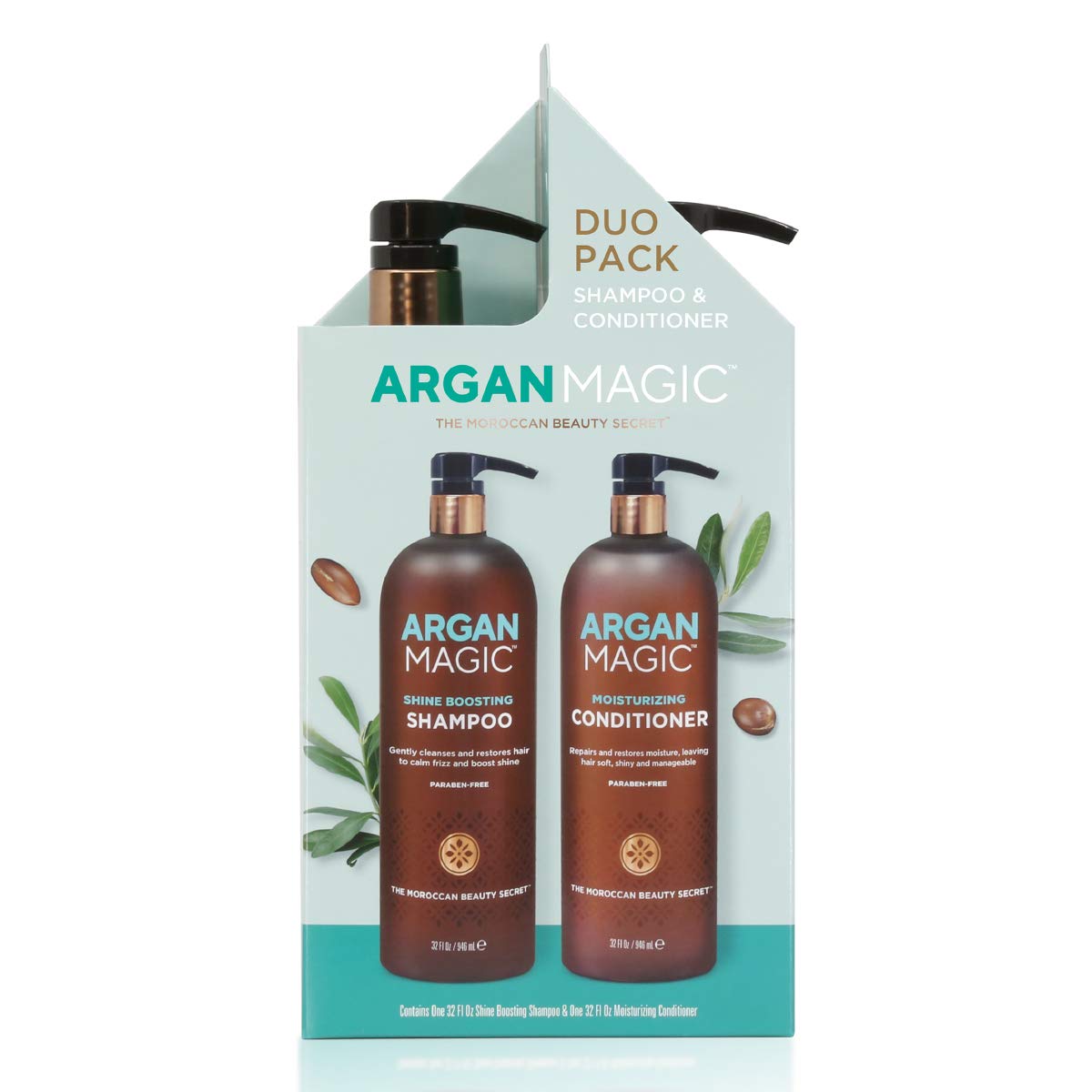 Argan Magic bottles on bathroom shelf lifestyle shot conveying everyday luxury