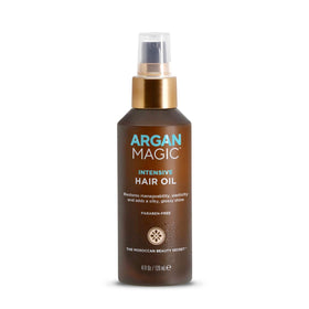 Argan Magic on bathroom vanity styled for daily routine and effortless shine