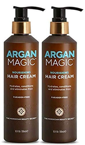 Argan Magic on a bathroom vanity in lifestyle scene suggesting daily styling ease