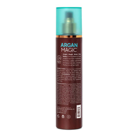 Argan Magic close-up nozzle and label highlighting paraben-free reassurance