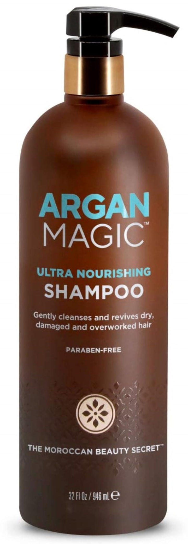 Argan Magic shampoo front label showing product benefits and size