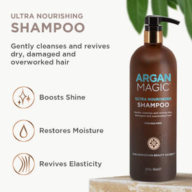 Argan Magic shampoo lather texture close-up demonstrating gentle foam