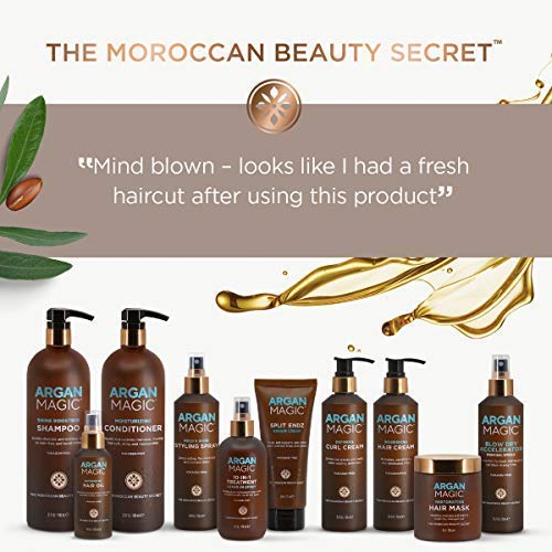 Argan Magic jar placed on bathroom shelf in routine scene, suggests daily usability benefit
