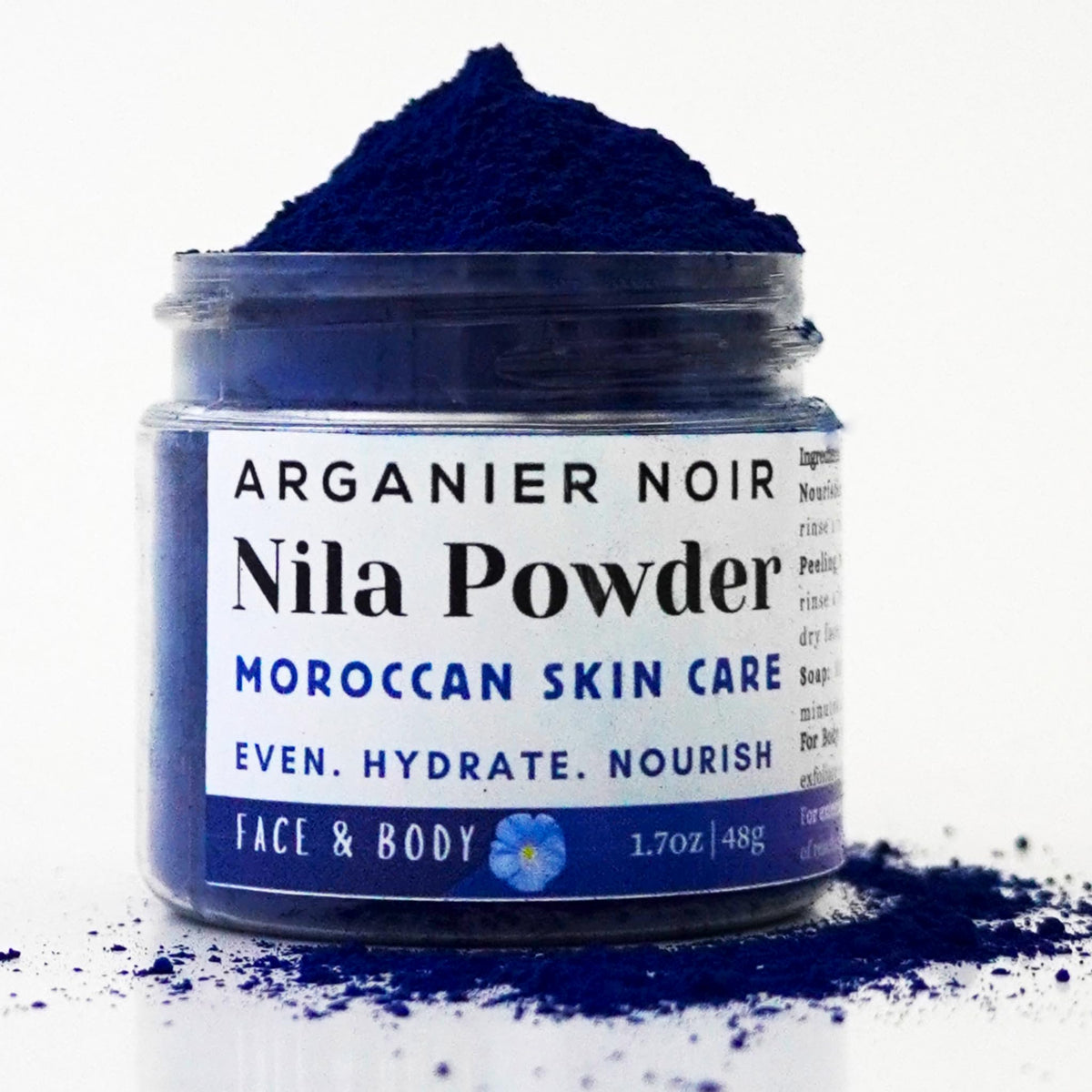 Arganier Noir front packaging shows 48g jar and label, highlighting authenticity benefit