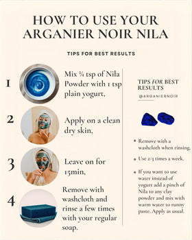 Arganier Noir close-up of fine indigo powder texture, demonstrating smooth blendability benefit