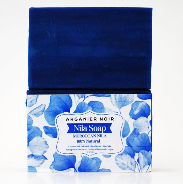 Arganier Noir soap front packaging showing natural ingredients and benefits