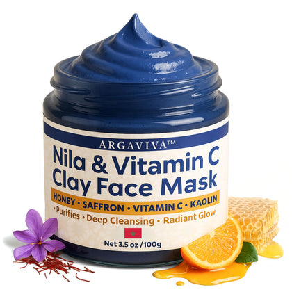 Argaviva front packaging showing label and jar promoting brightening
