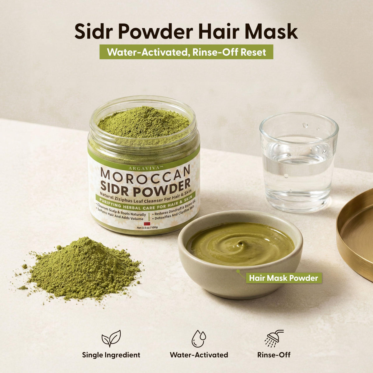 Argaviva Sidr powder texture close-up highlighting fine grind benefit